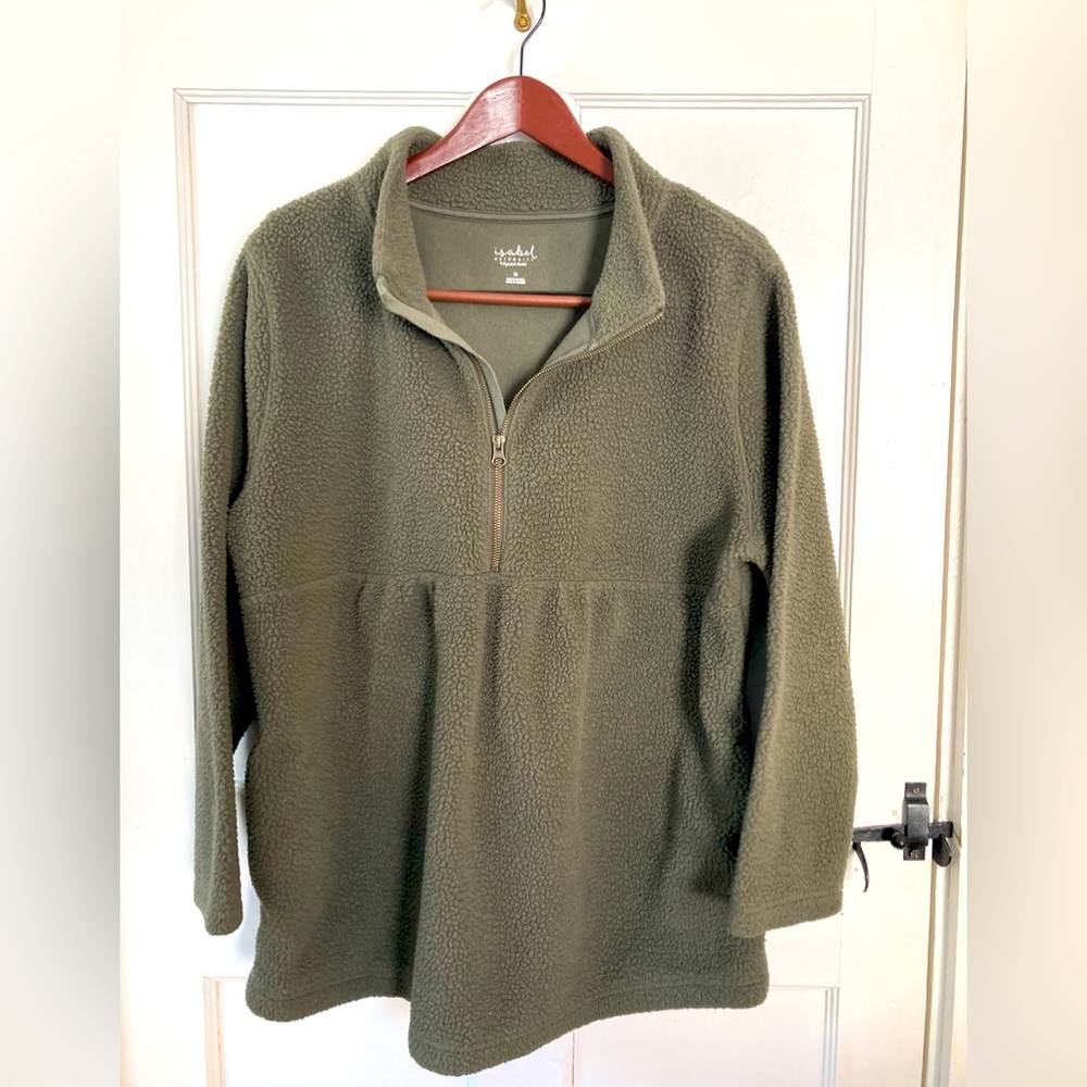 Ingrid & Isabel Maternity Fleece, size M, Olive Green